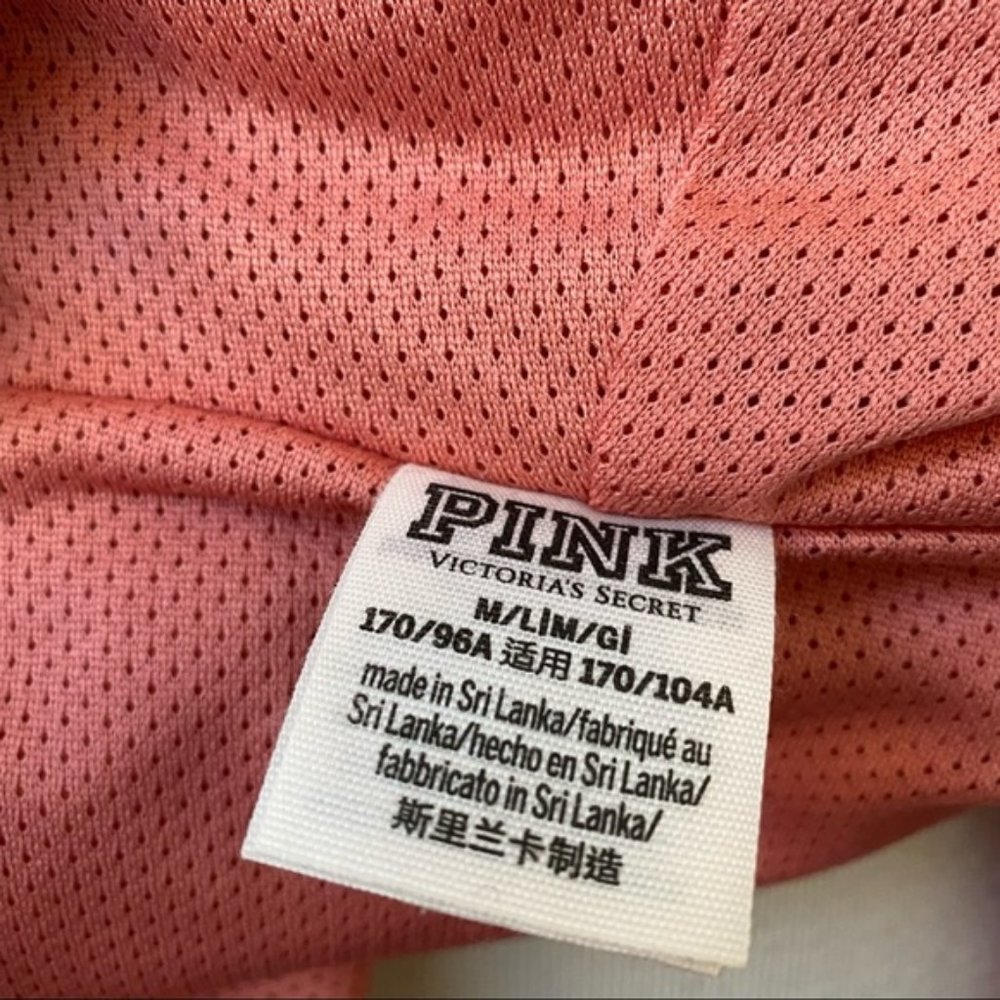 Victorias Secret PINK peach pink long sleeve hooded raincoat anorak jacket M - Picture 9 of 9